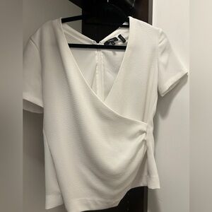 Theory V-Neck White Wrap Blouse
